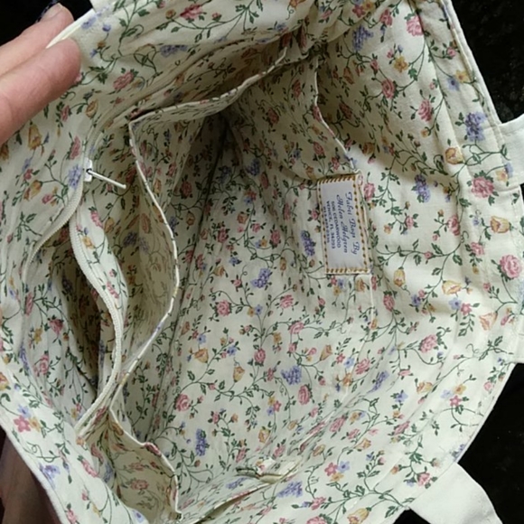 Homemade Cream Flowered Handbag Bag Purse - Picture 7 of 16